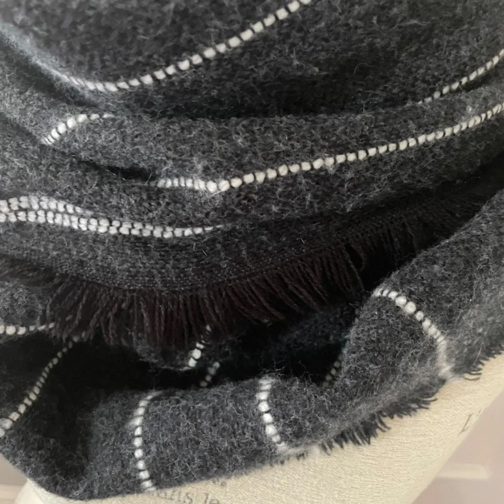 Dark grey gray charcoal with stripes scarf